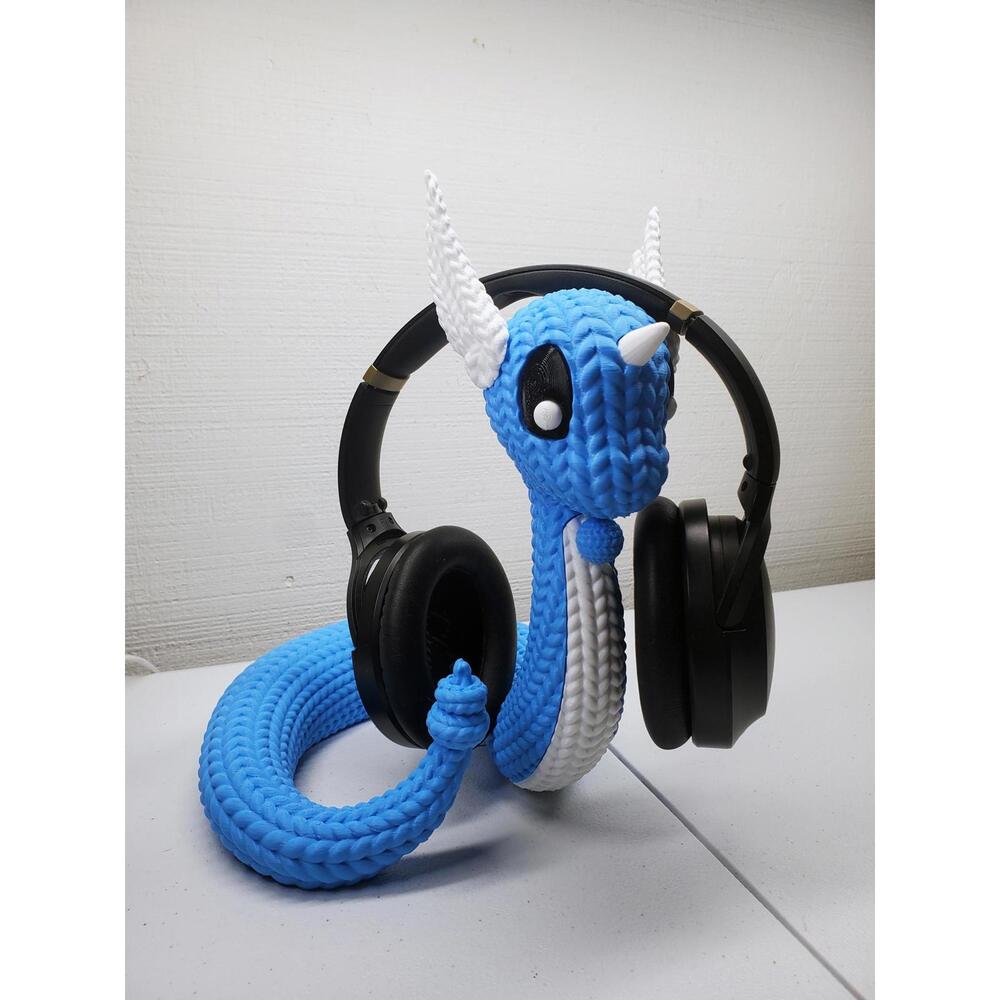Dratini Headphone Holder - Dragonair Knit Statue - Pokemon Headphone Stand